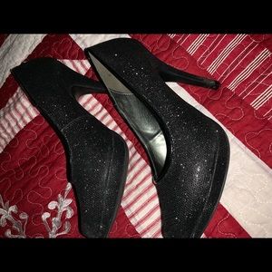Black sparkle heels